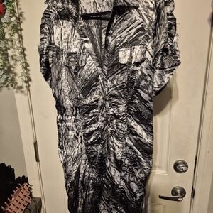 XOXO Black and White Marble Print Blouse